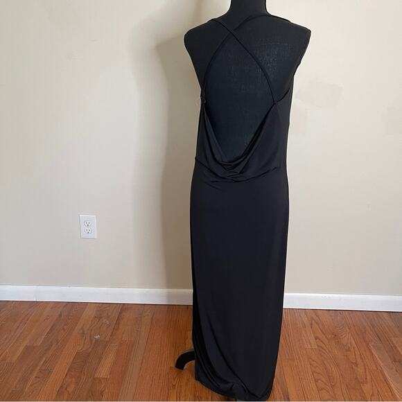 Abercrombie & Fitch Cowl Neck Strappy Midi Dress Black Size MT - Picture 7 of 12